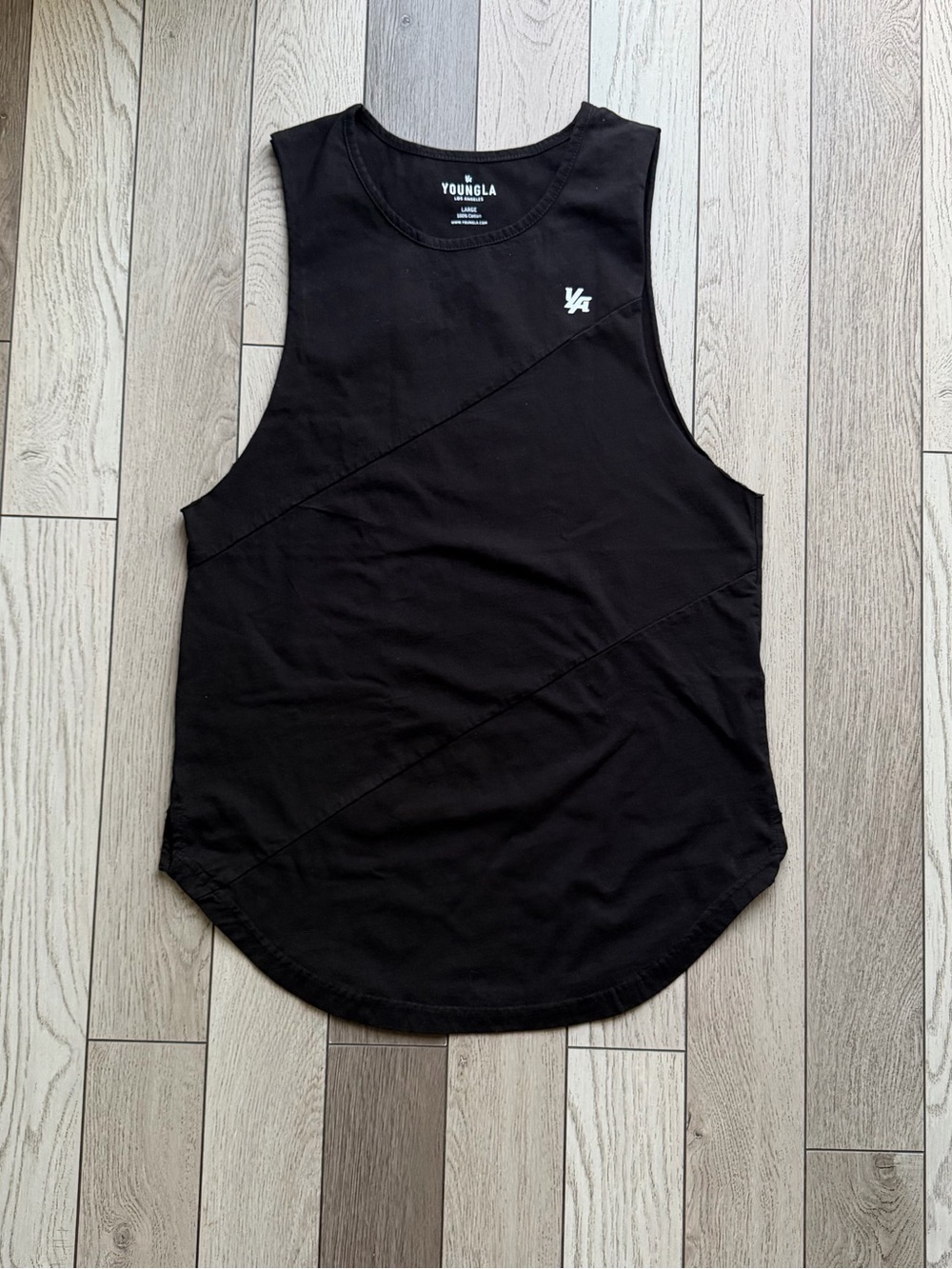 YoungLA Black Tank Top with White YA Accent size L